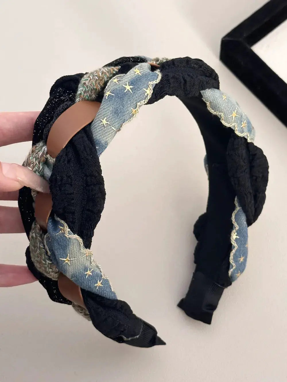 Denim Braided Wide Headband by Trendsi