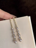 Pearl Zircon Drop Earrings by Trendsi