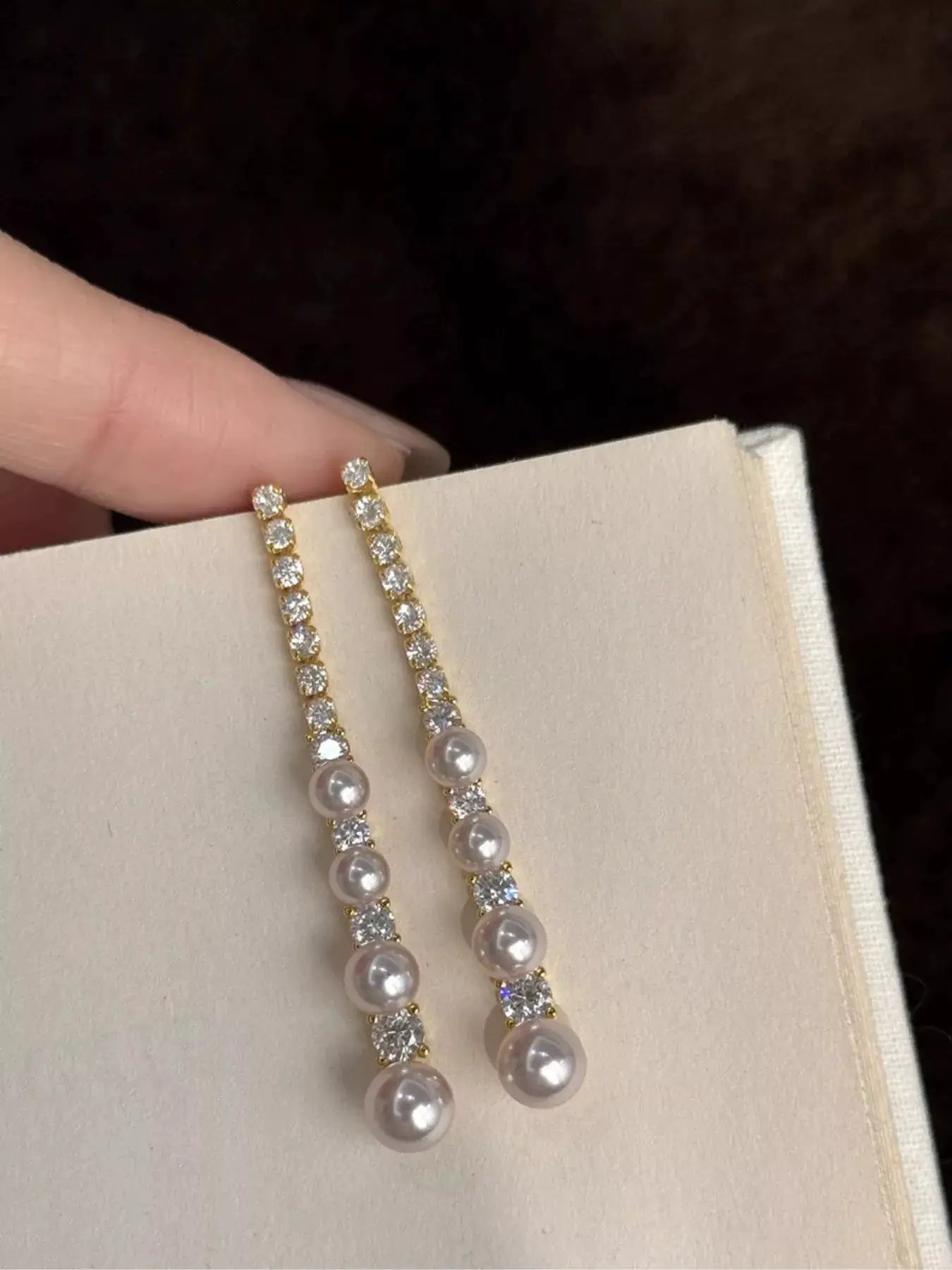 Pearl Zircon Drop Earrings by Trendsi
