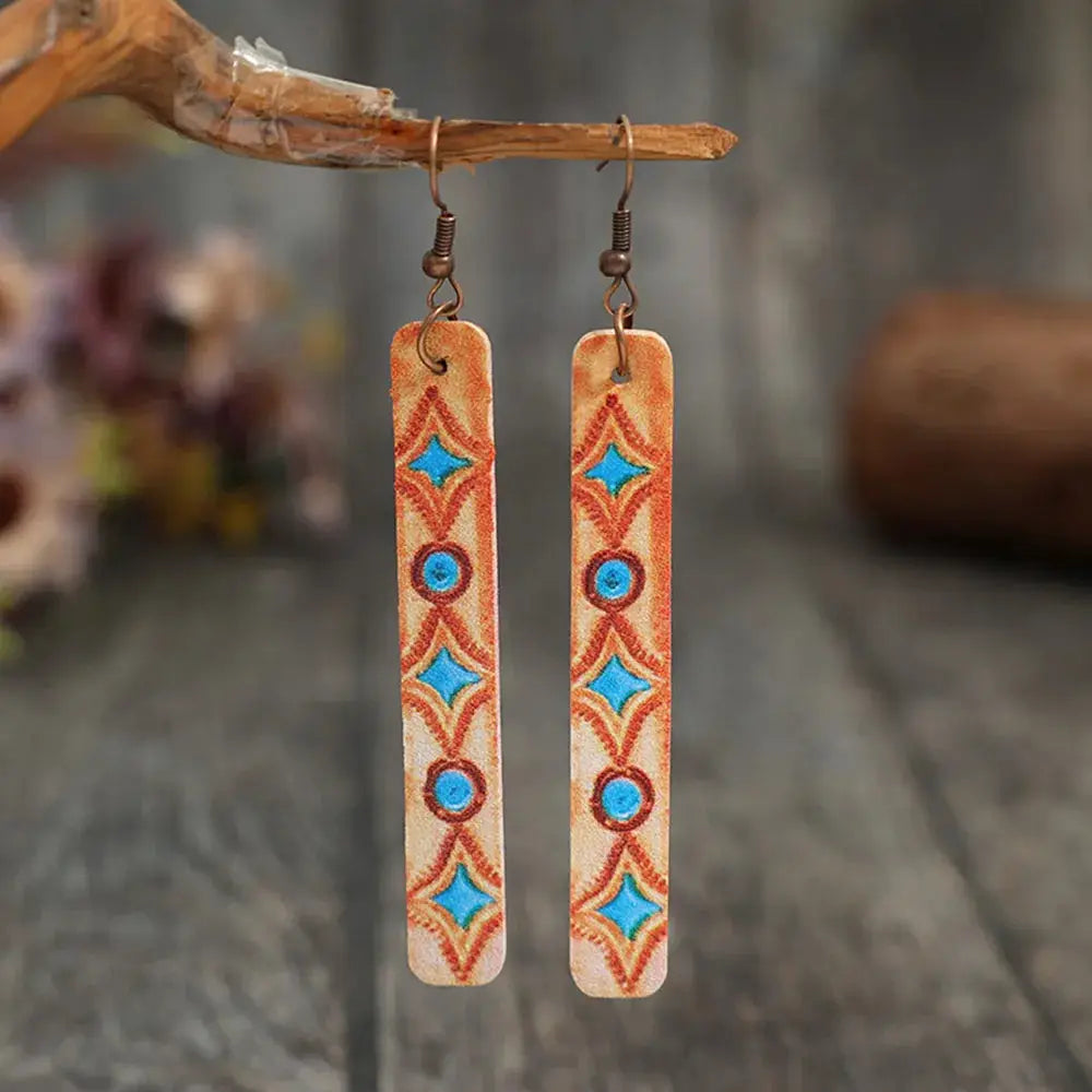 Geometric Leather Bar Earrings by Trendsi