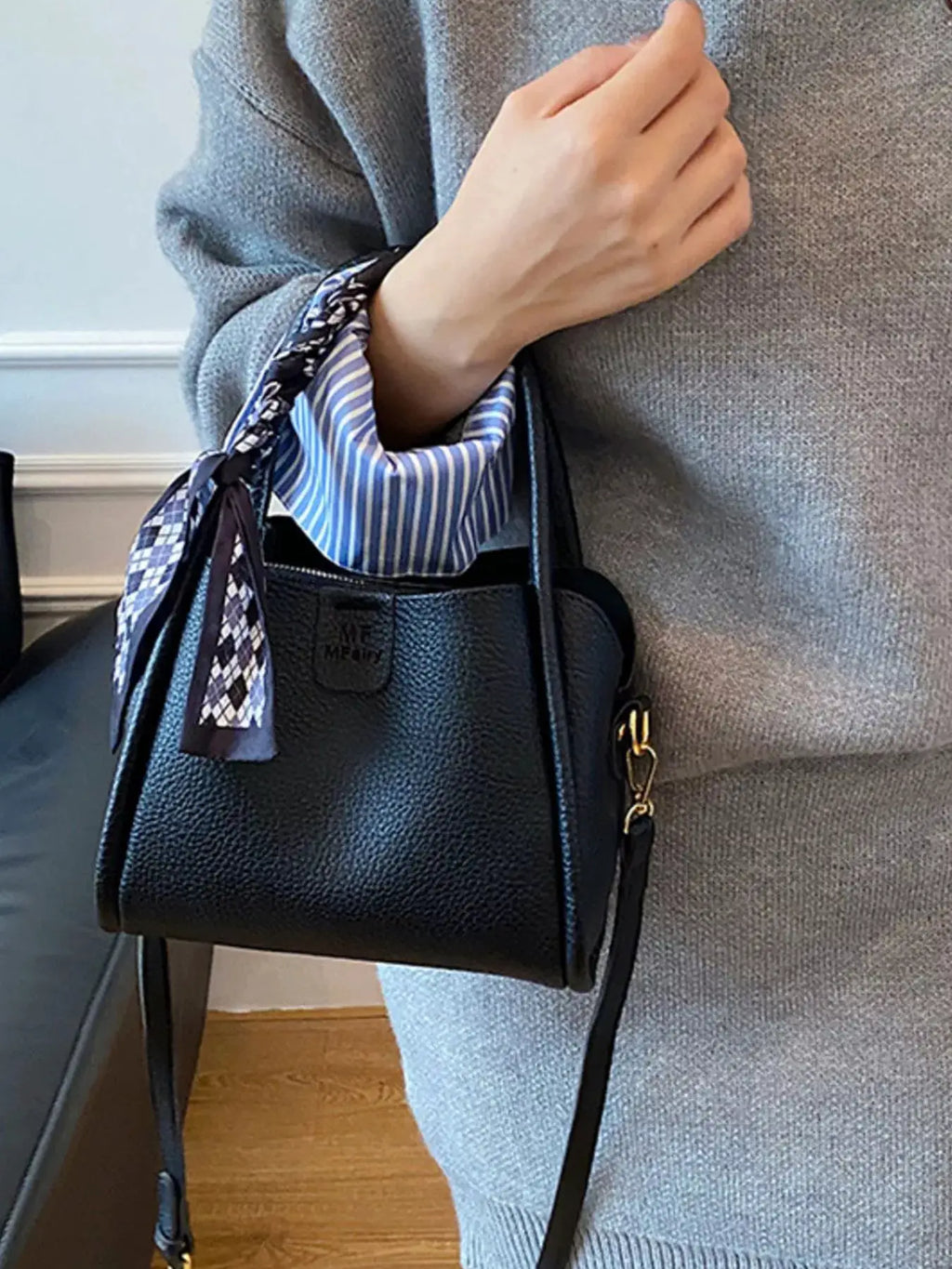 Leather Crossbody Bag with Scarf Accent by Trendsi