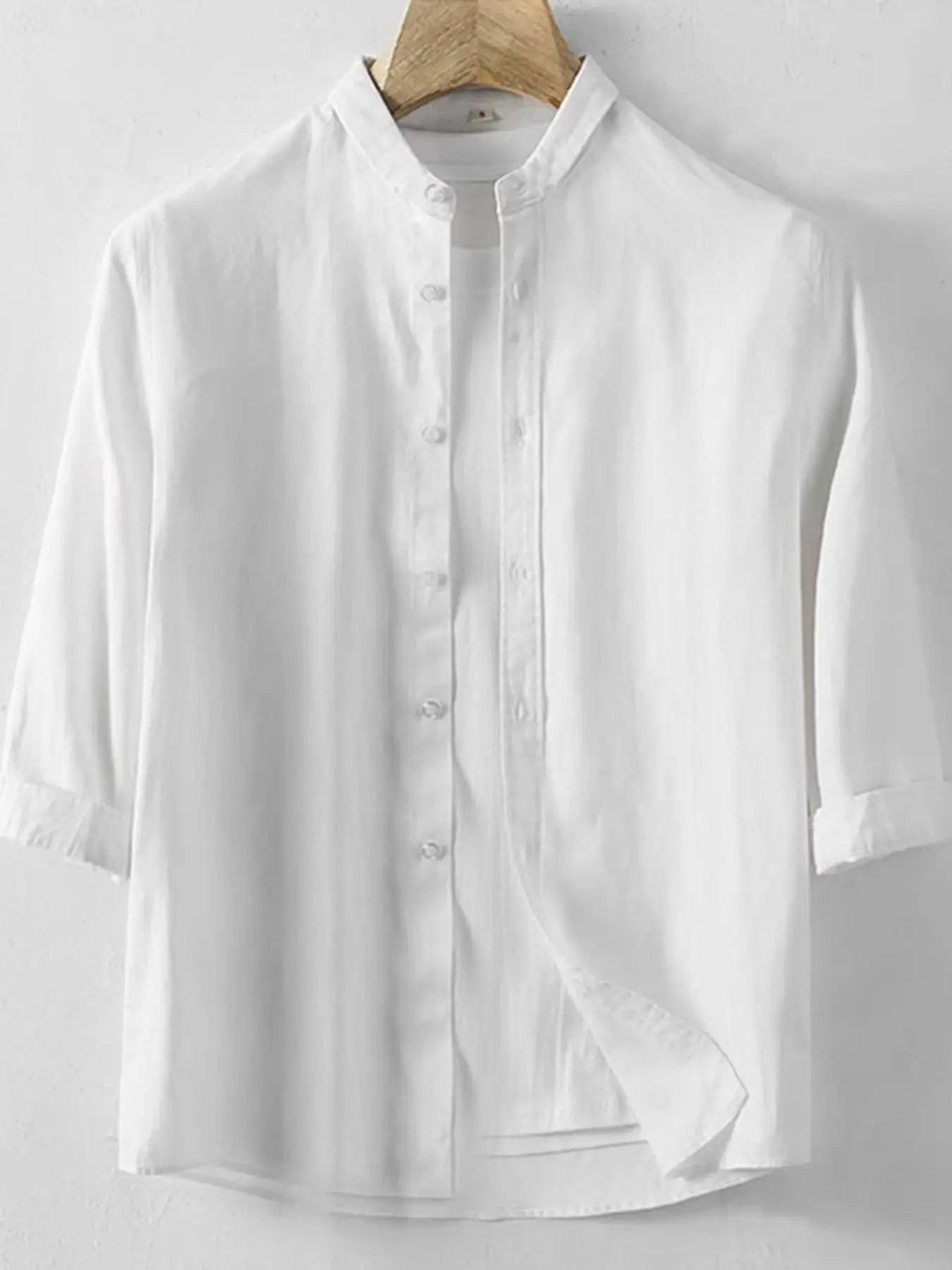 Men's Plus Size Button Up 3/4 Sleeve Shirt by Trendsi