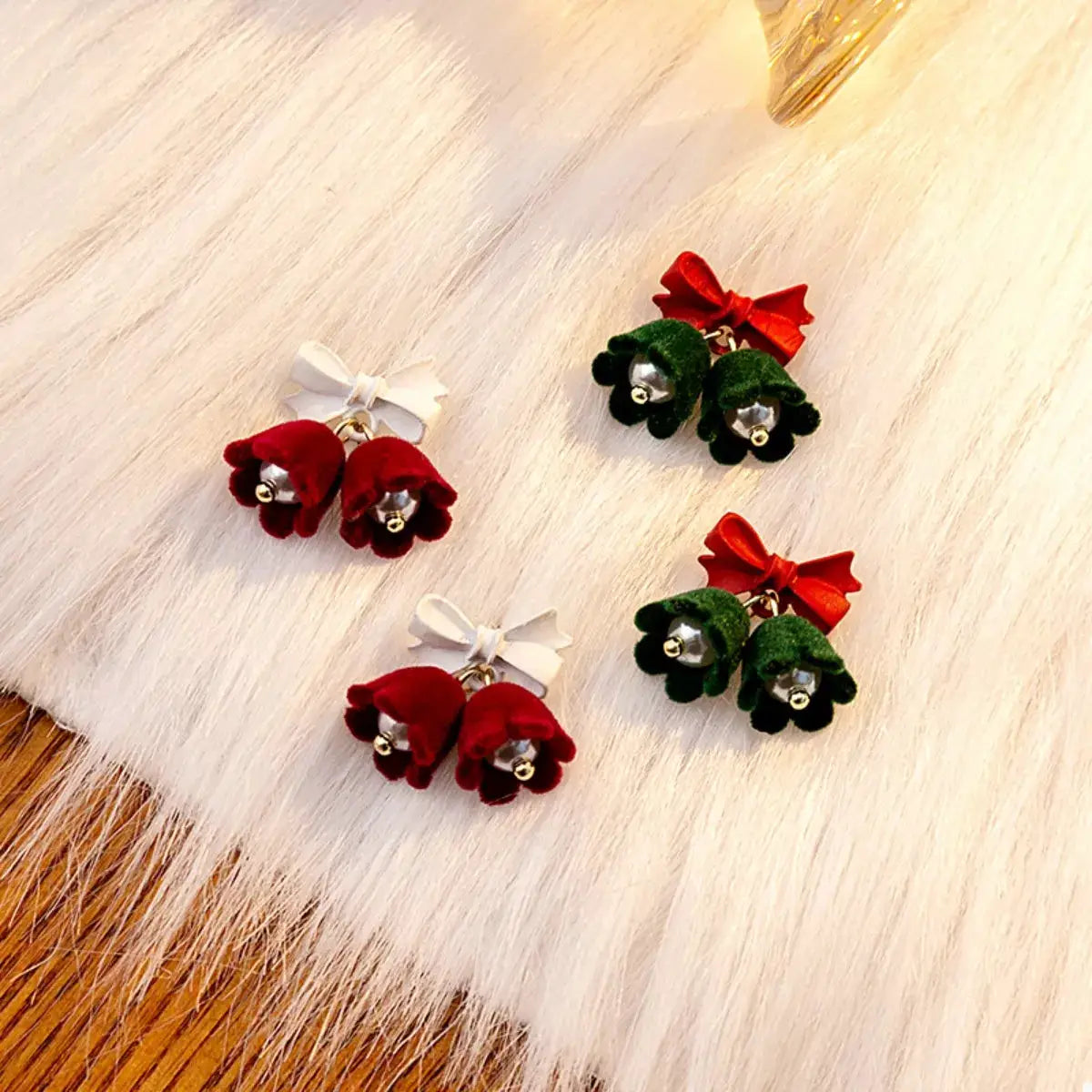 Velvet Bell Earrings with Bow by Trendsi