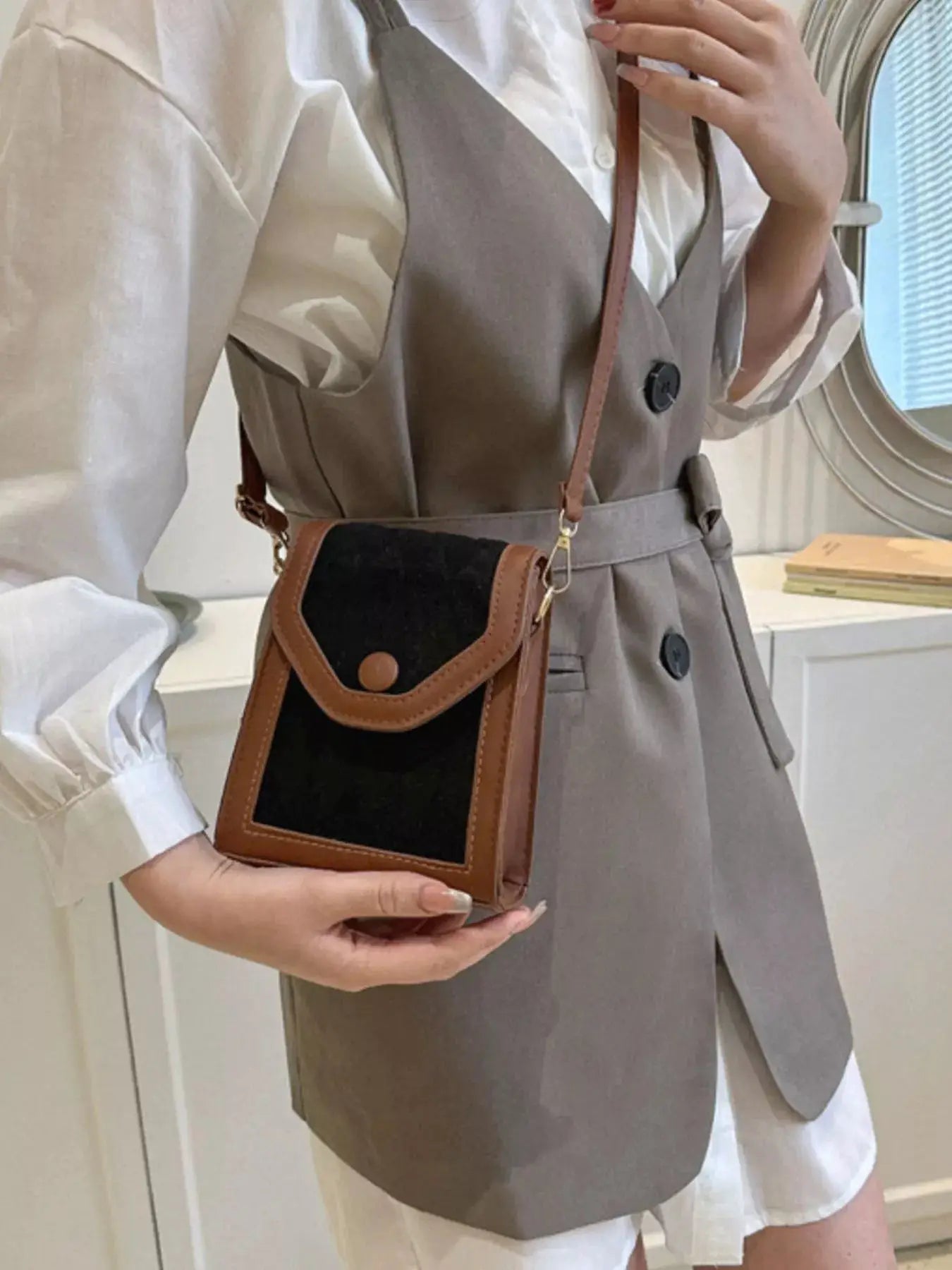 Adjustable Strap Flap Crossbody Bag by Trendsi