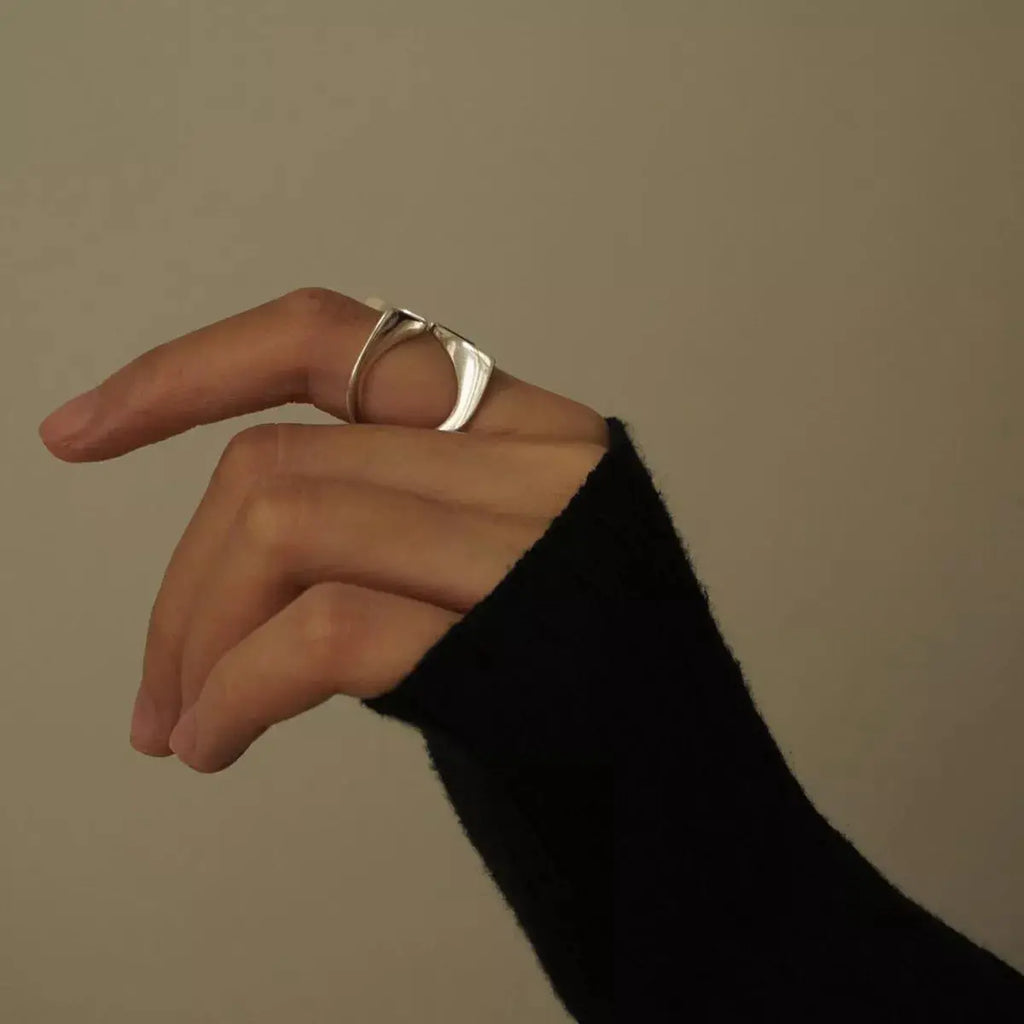 Stainless Steel Crisscross Open Ring by Trendsi