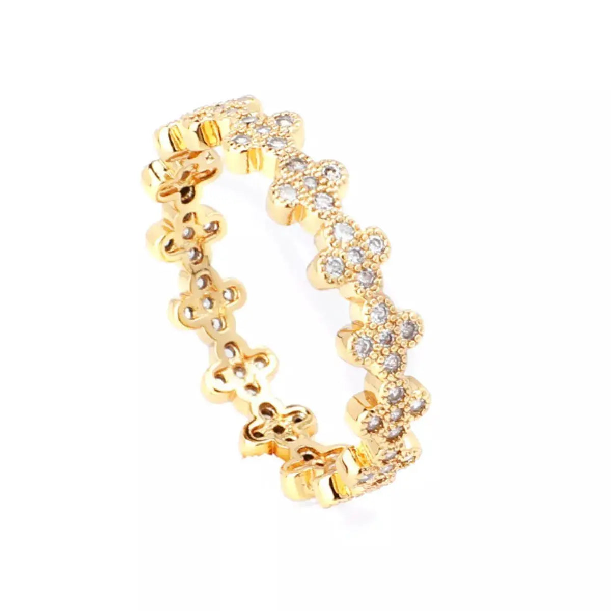 18K Gold-Plated Zircon Ring by Trendsi