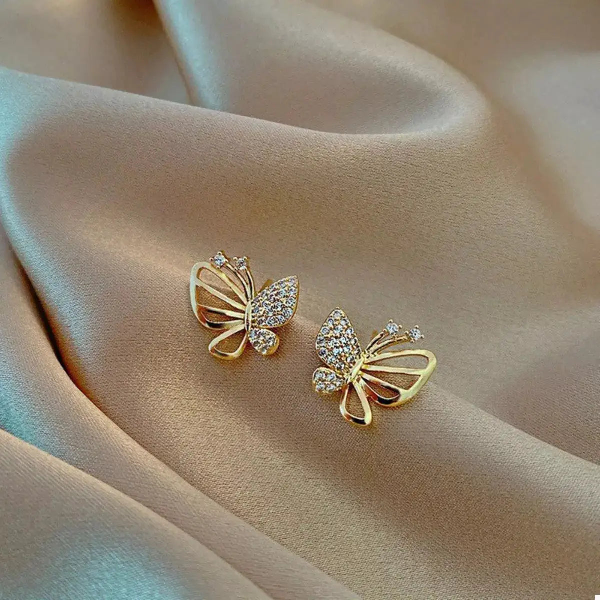 18K Gold-Plated Butterfly Stud Earrings by Trendsi