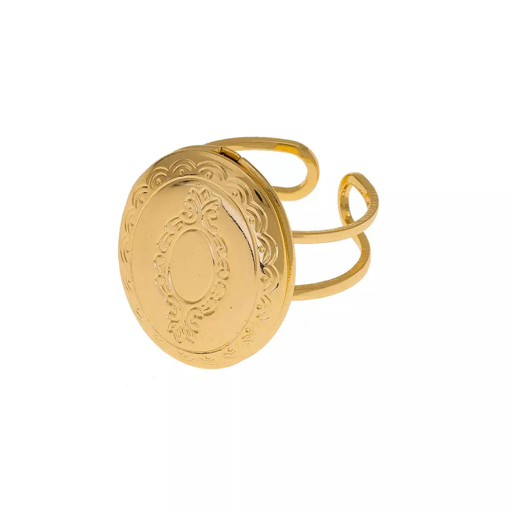 18K Gold-Plated Open Engraved Ring by Trendsi