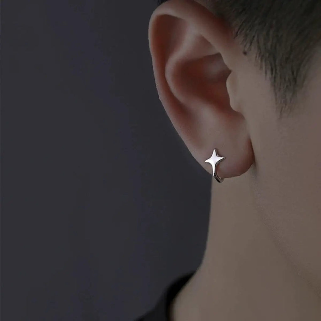 925 Sterling Silver Star Cuff Earrings by Trendsi