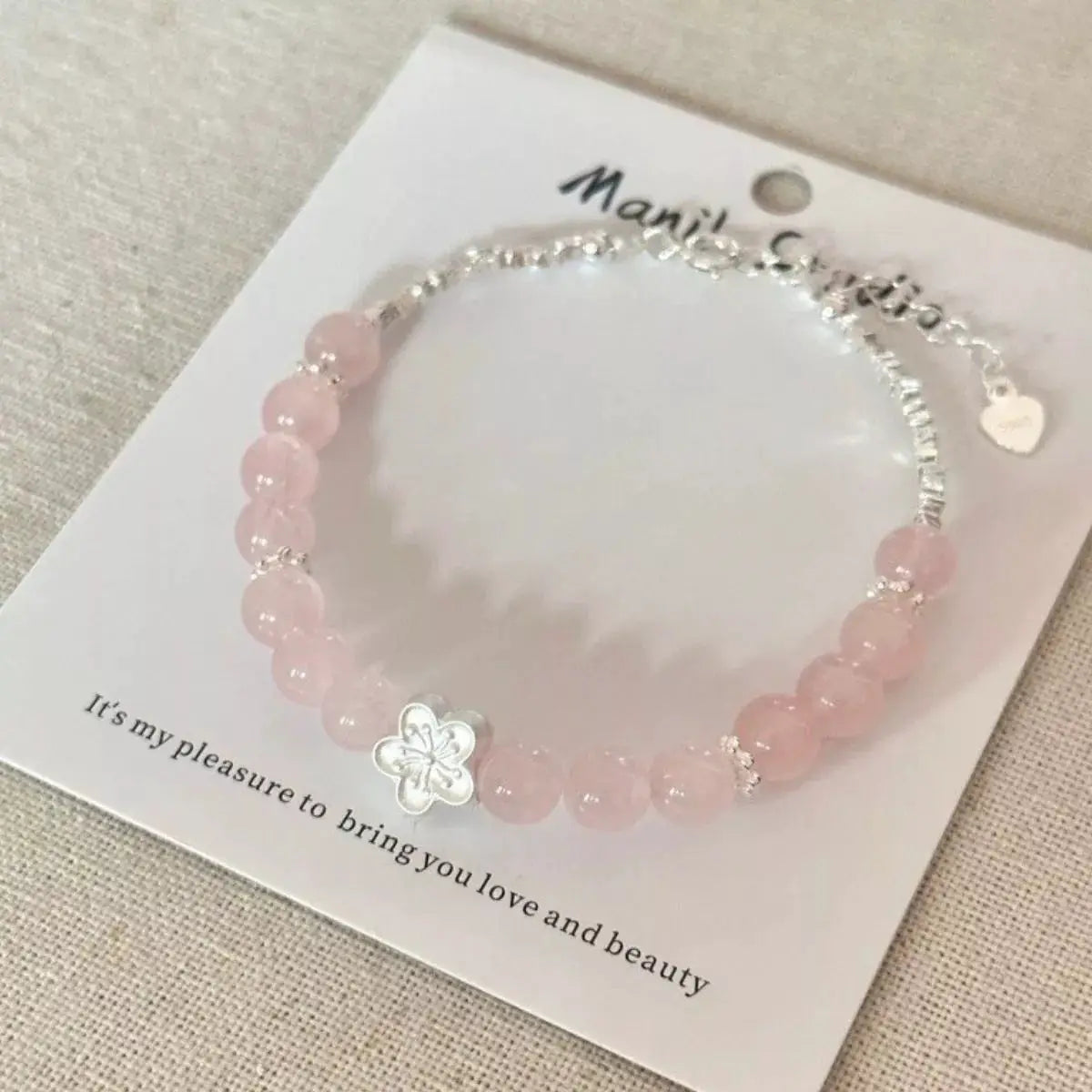 925 Sterling Silver Crystal Bead Flower Bracelet by Trendsi