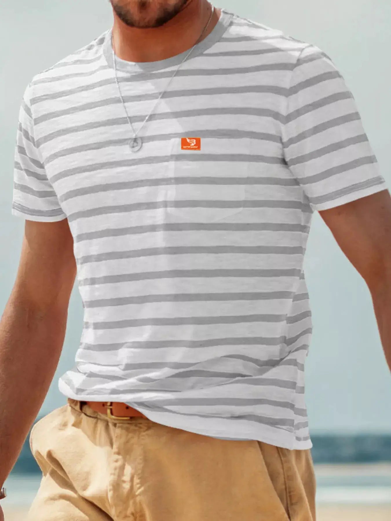 Men's Full Size Striped Pocket Short Sleeve T-Shirt Plus Size by Trendsi
