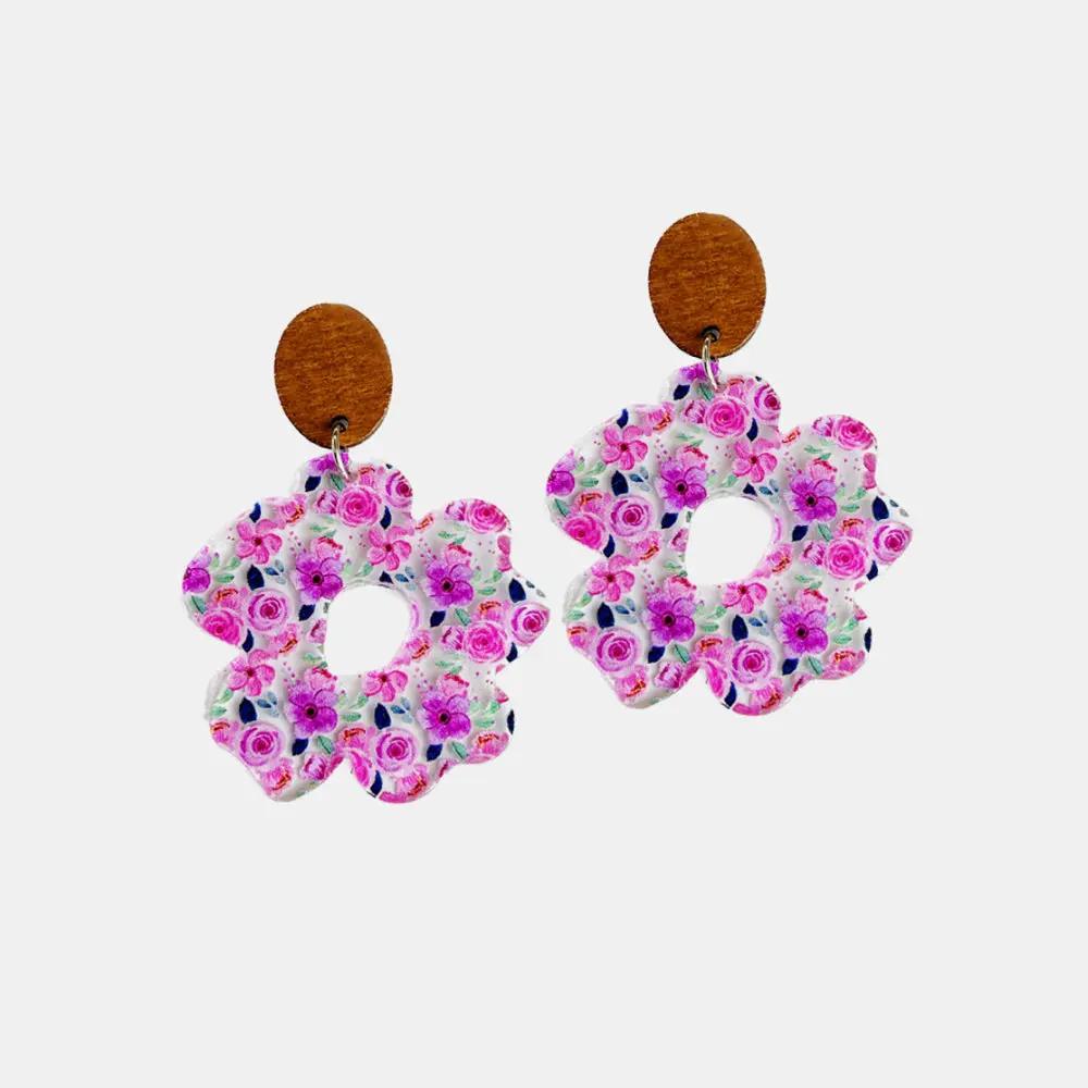 Flower Shape Acrylic Dangle Earrings by Trendsi