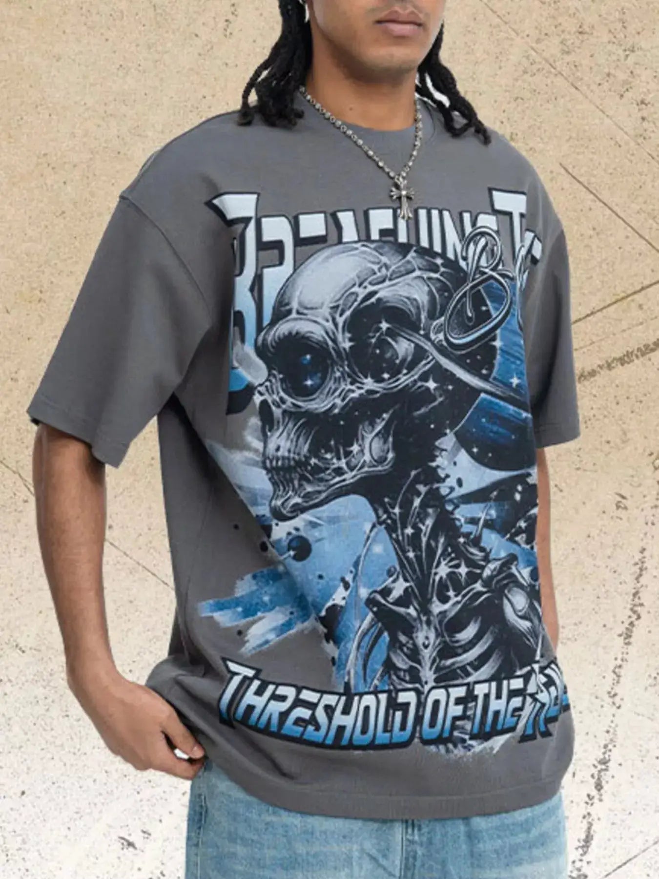 Men's Skull Graphic Round Neck T-Shirt by Trendsi