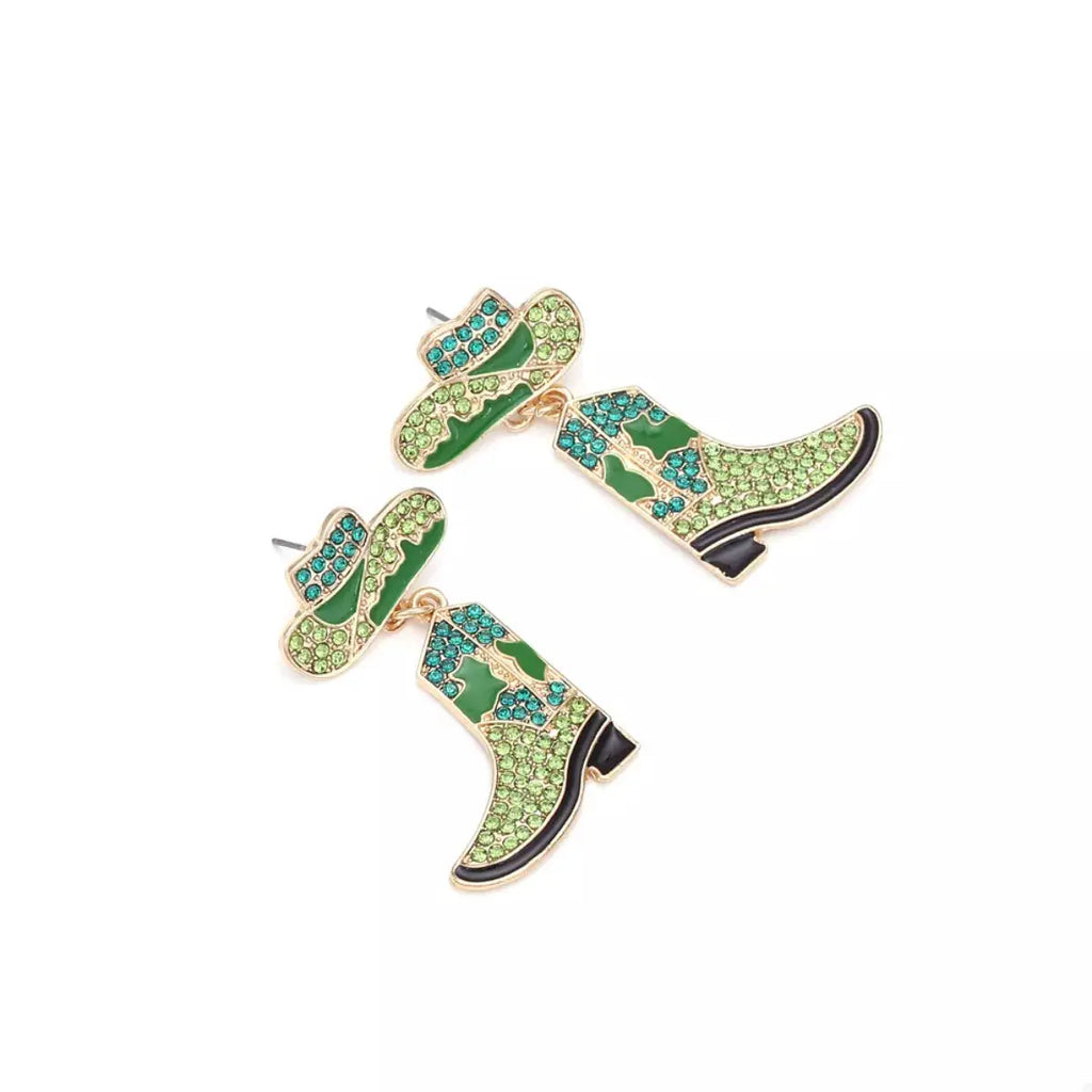 Cowboy Hat and Boot Dangle Earrings by Trendsi