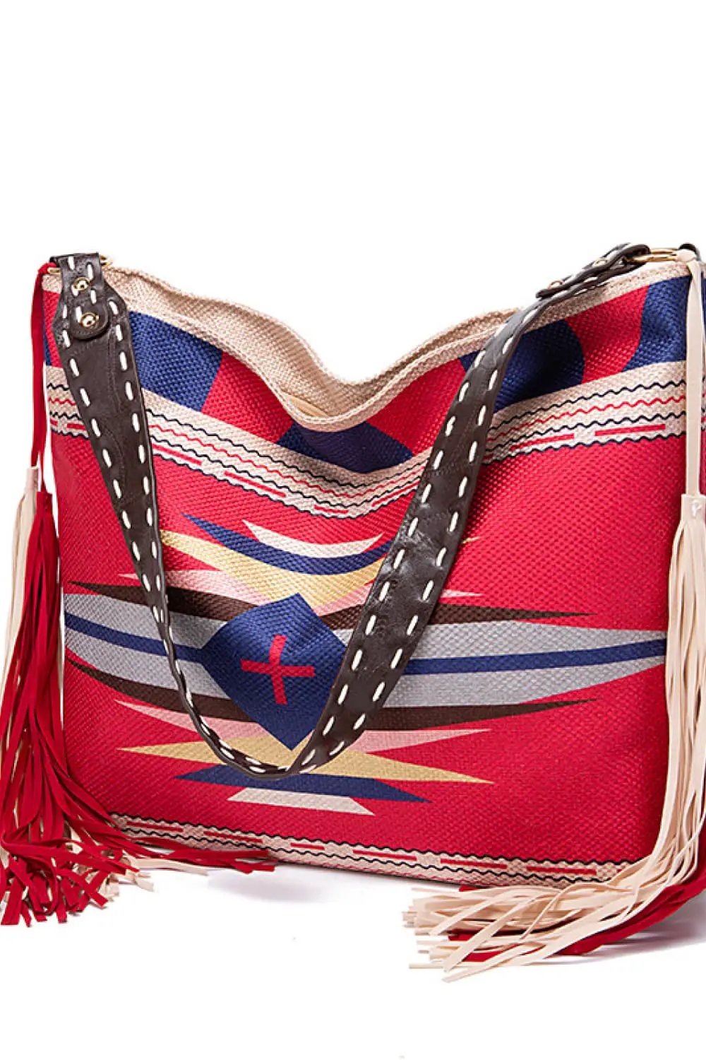 Geometric Canvas Tote Bag by Trendsi