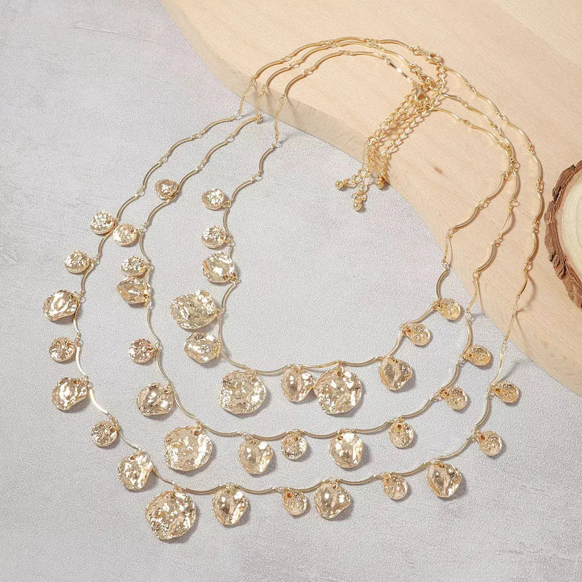 3-Piece 18K Gold-Plated Zinc Alloy Necklace by Trendsi