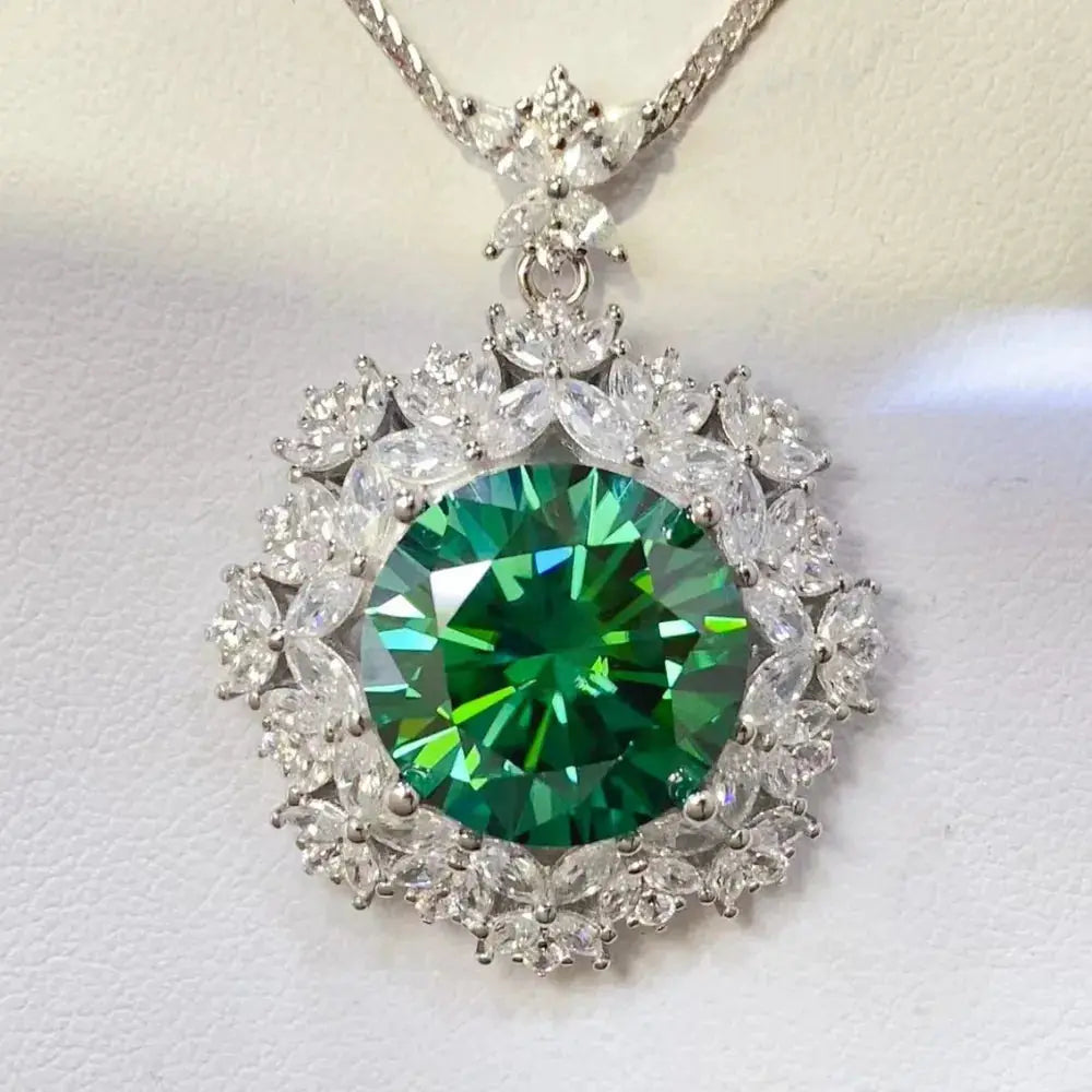 10 Carat Moissanite 925 Sterling Silver Pendant Necklace by Trendsi