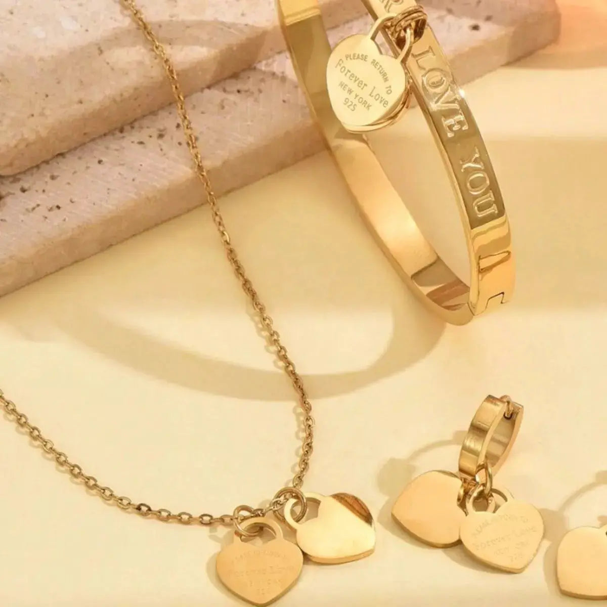 18K Gold-Plated Heart Jewelry Set by Trendsi