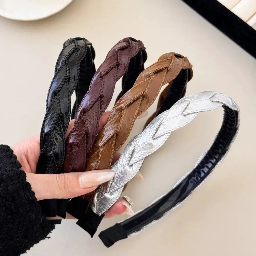 PU Leather Braided Hair Headband by Trendsi