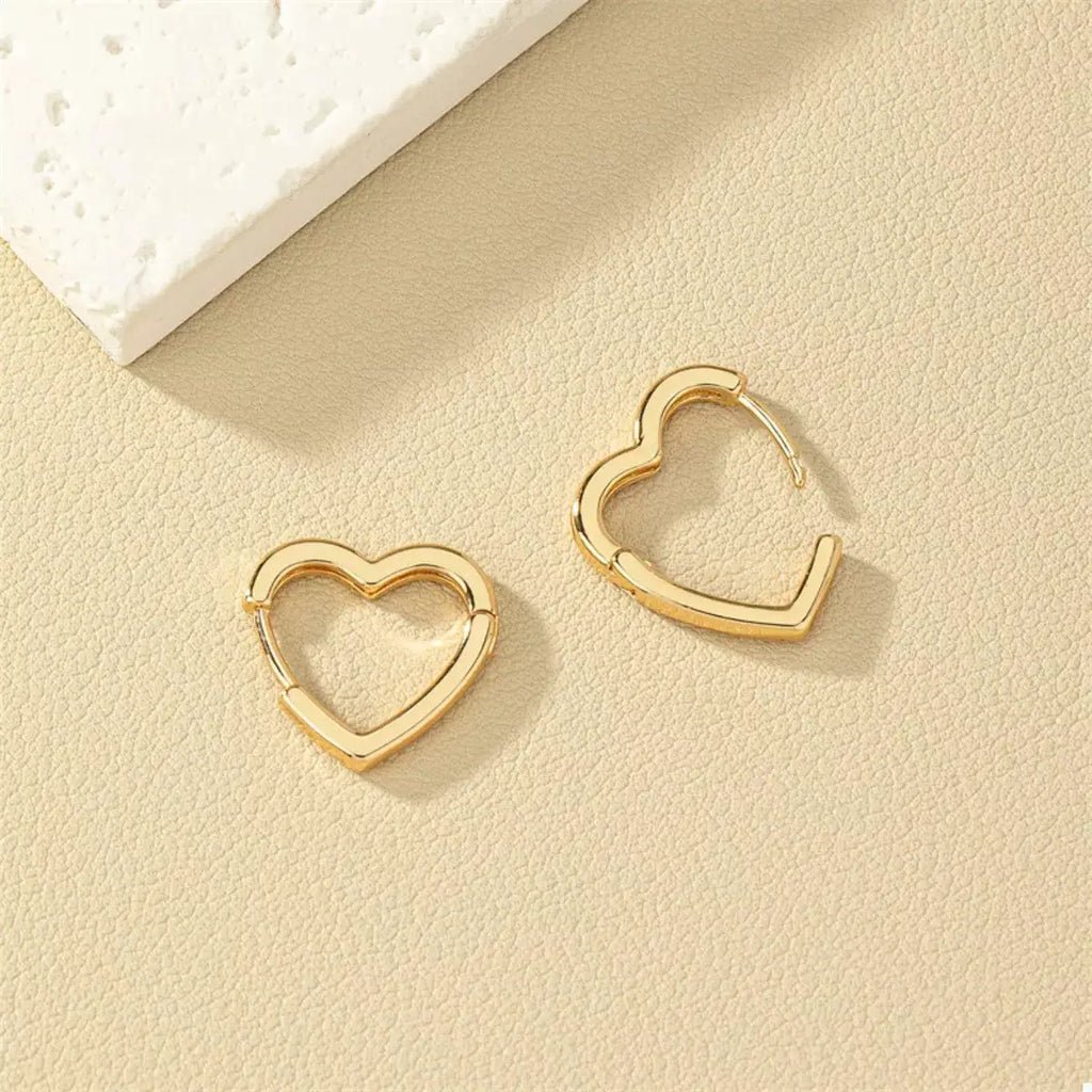Alloy Heart Shape Hoop Earrings by Trendsi