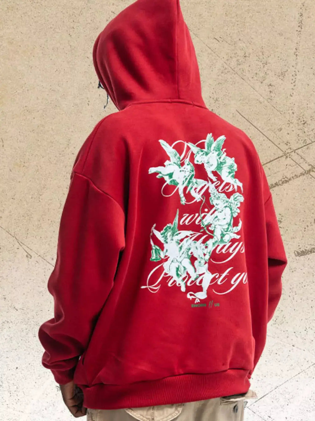 Men's Graphic Back Long Sleeve Hoodie by Trendsi