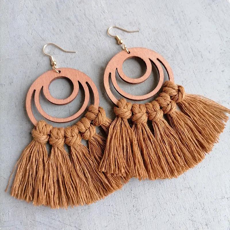 Tassel Detail Geometric Earrings by Trendsi