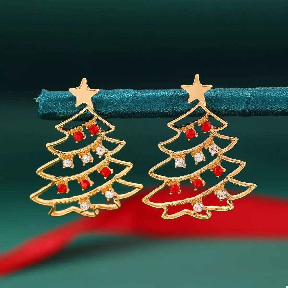 18K Gold-Plated Christmas Tree Earrings by Trendsi