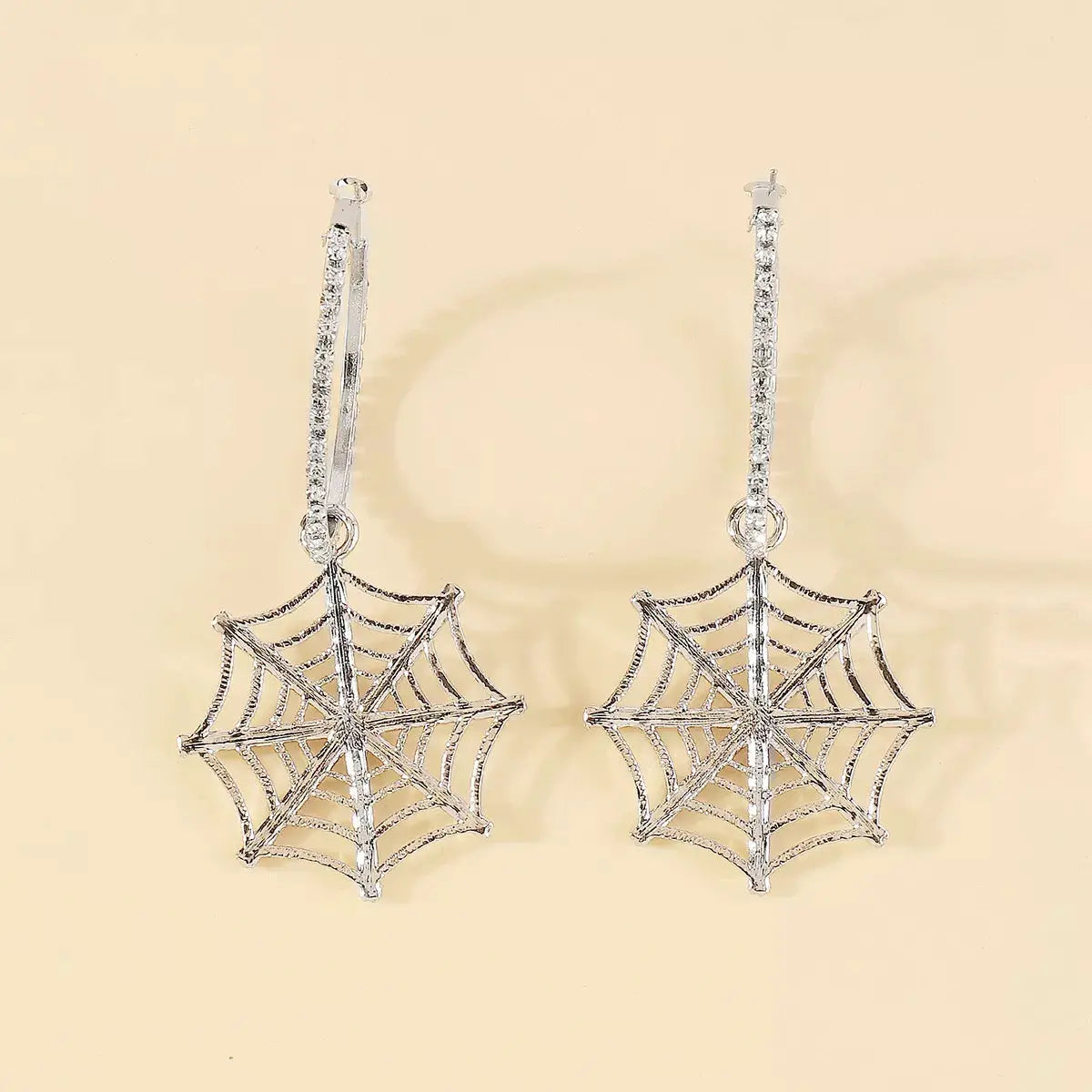 Spider Web Dangle Hoop Earrings by Trendsi
