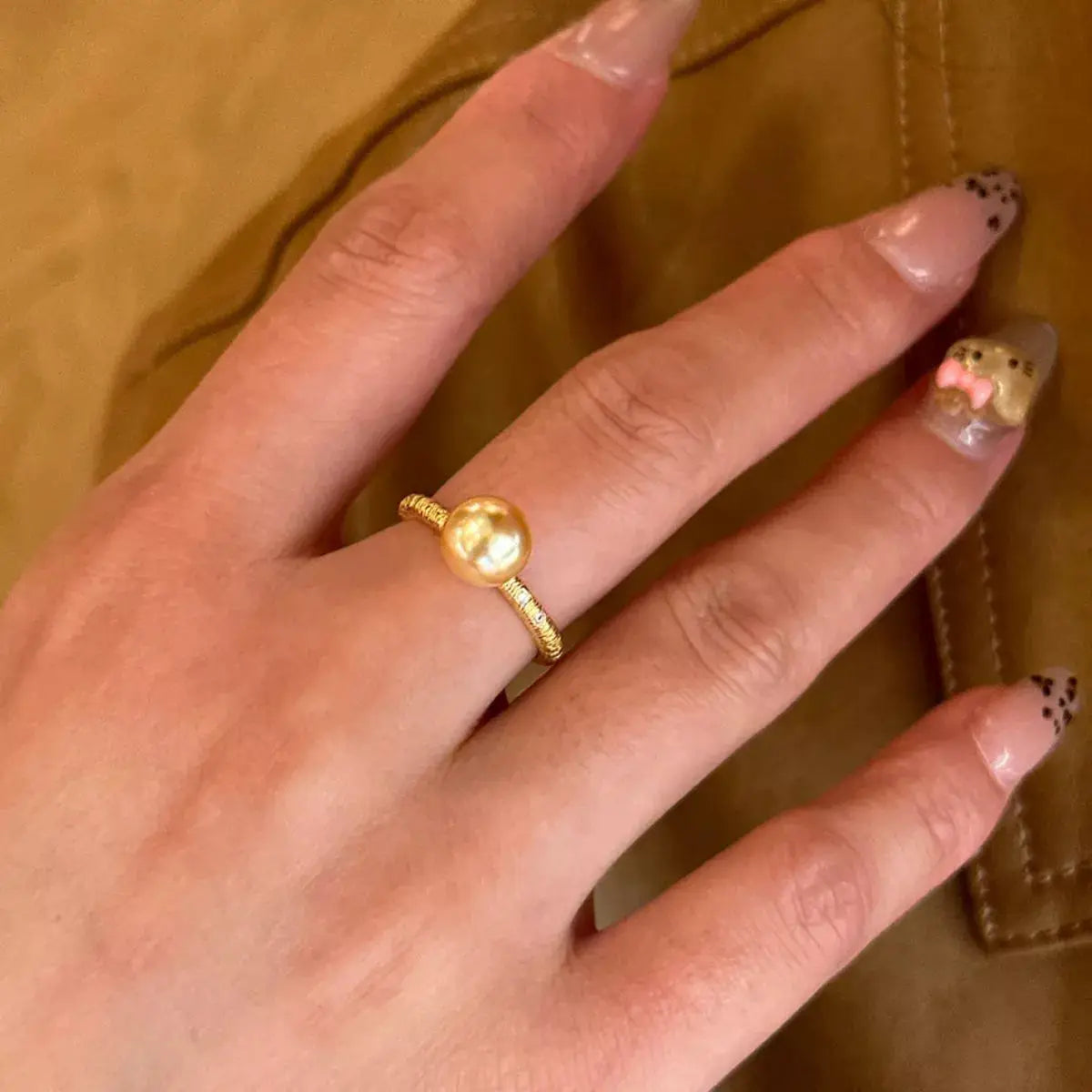 18K Gold-Plated Pearl Ring by Trendsi