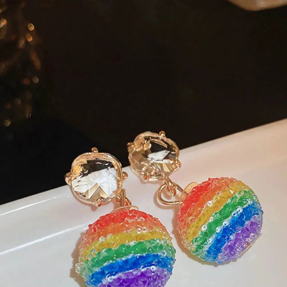 Contrast Crystal Bead Earrings by Trendsi