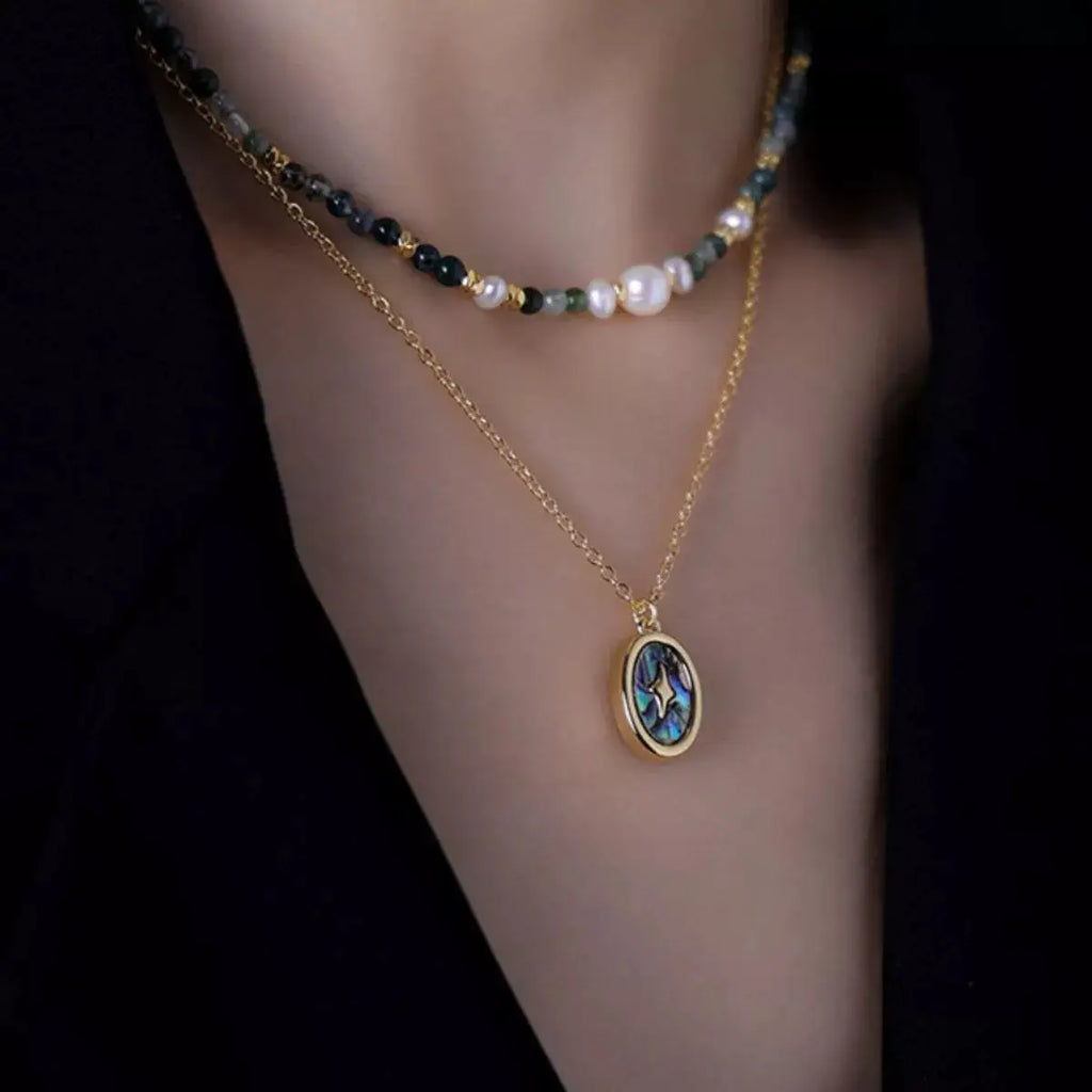 2 Piece Freshwater Pearl 18K Gold-Plated Pendant Necklace by Trendsi