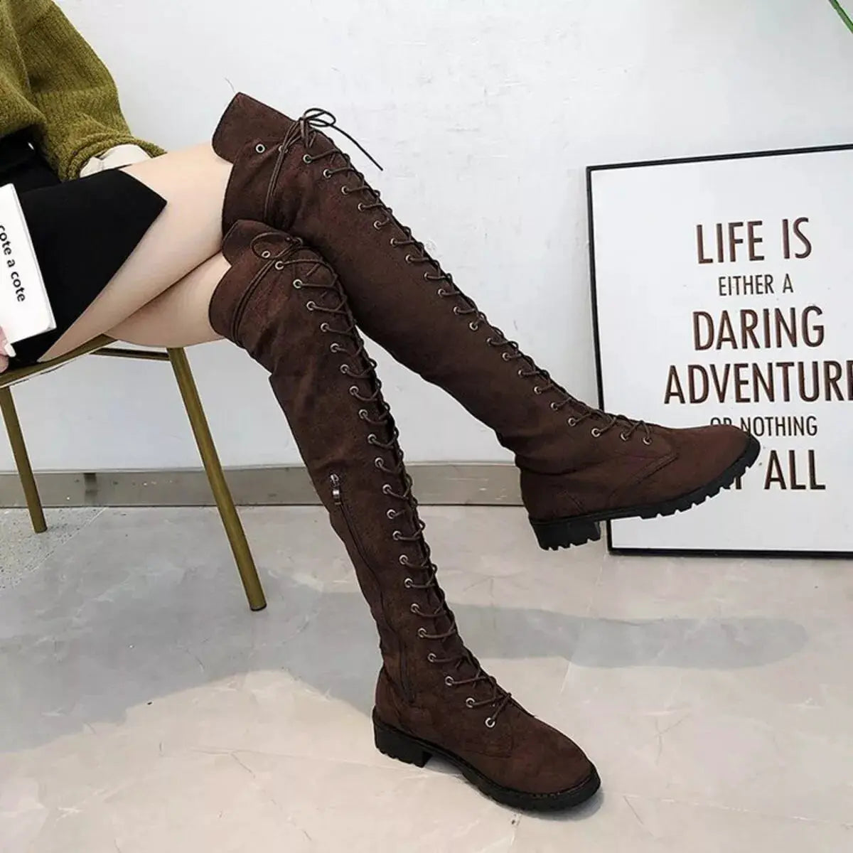 Lace-Up Over-the-Knee Boots by Trendsi