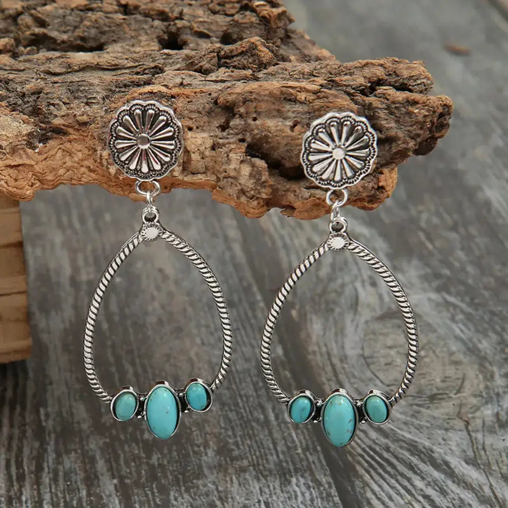 Artificial Turquoise Teardrop Earrings by Trendsi