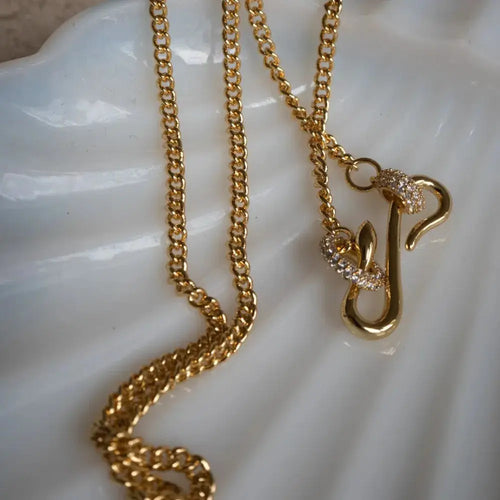 18K Gold-Plated Copper Inlaid Zircon Necklace by Trendsi