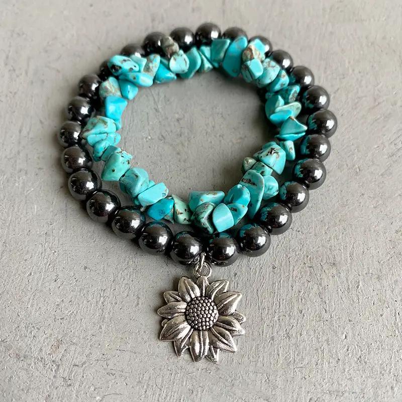 Turquoise Alloy Bracelet by Trendsi