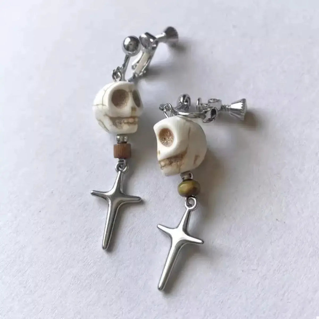 Skull Cross Drop Earrings by Trendsi