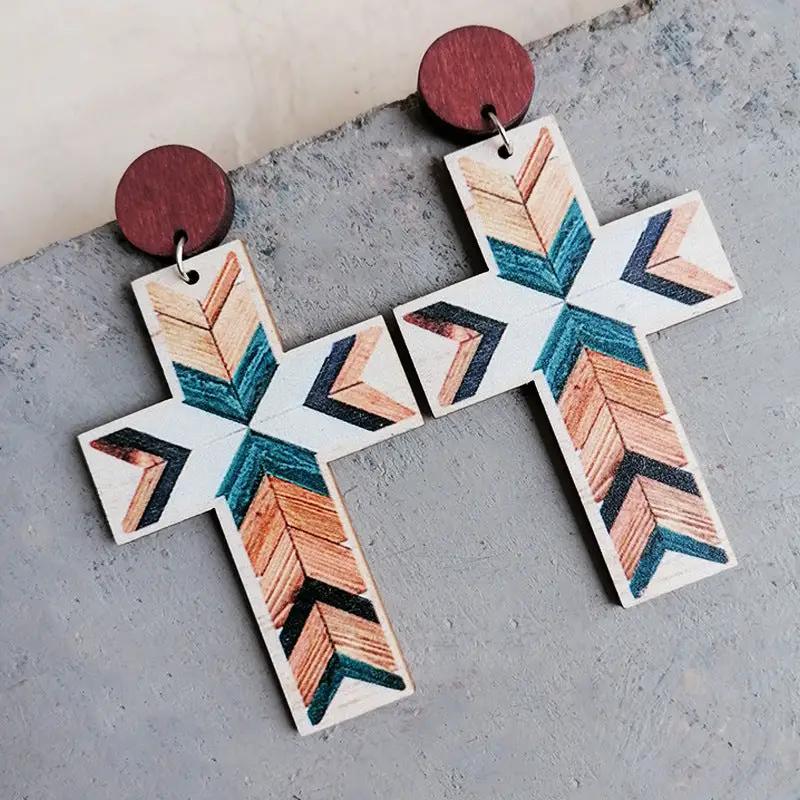 Cross Drop Earrings by Trendsi