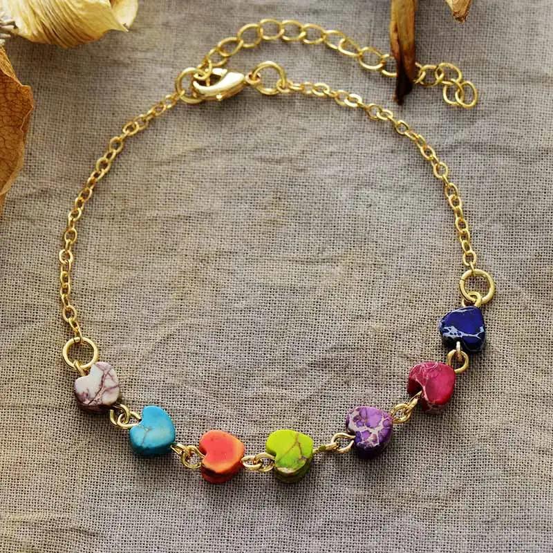 Heart Natural Stone Bracelet by Trendsi