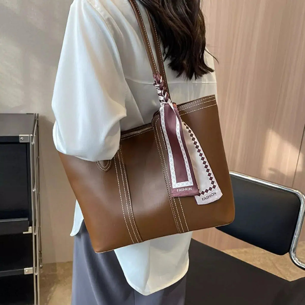PU Leather Tote Bag by Trendsi