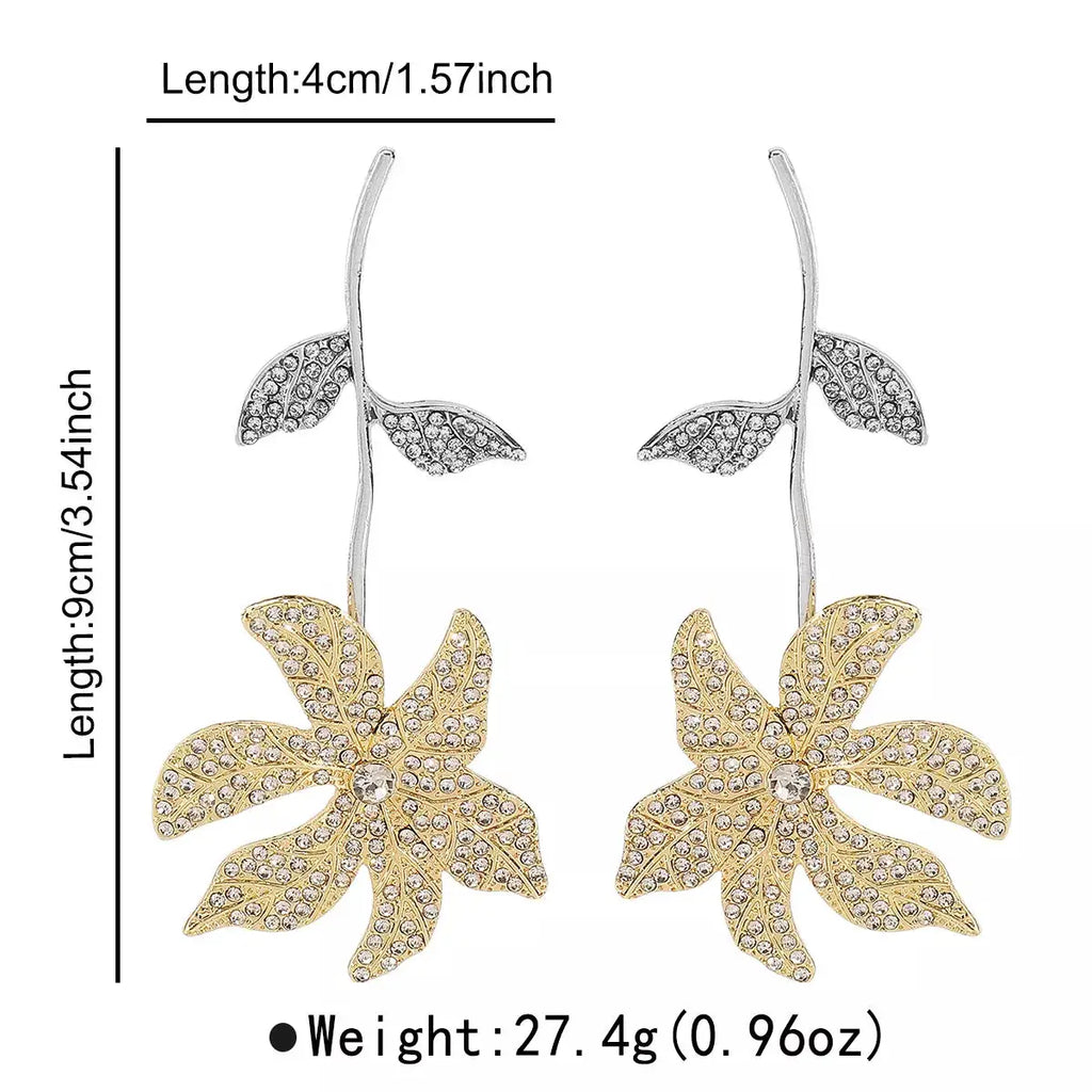 Rhinestone Flower Dangle Earrings by Trendsi