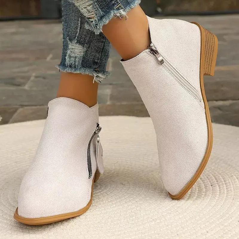 Point Toe Block Heels Boots by Trendsi