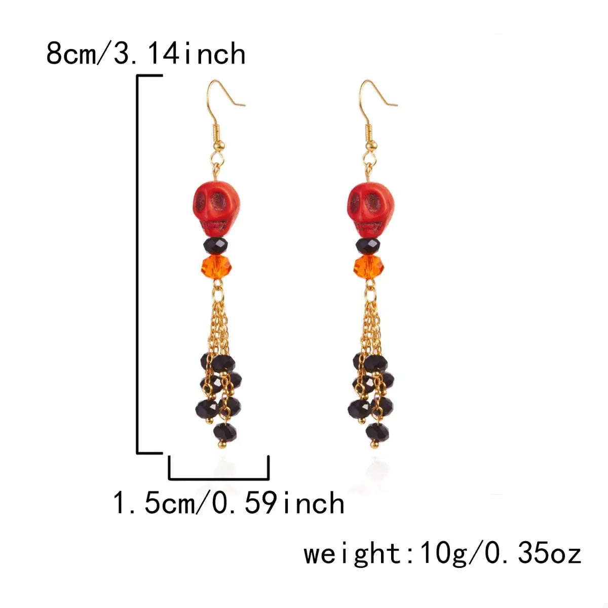 Halloween Skull Beaded Drop Earrings by Trendsi