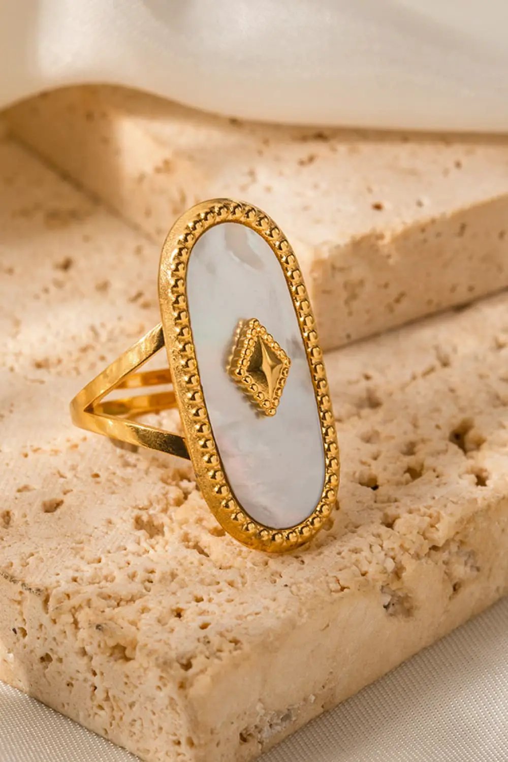 Natural Stone Copper Ring by Trendsi