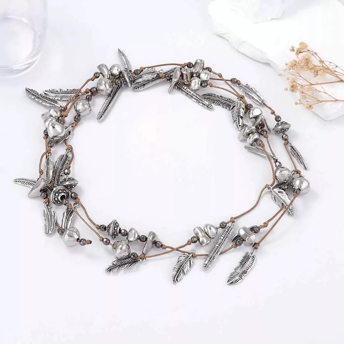 Leaf Chain Layered Necklace by Trendsi