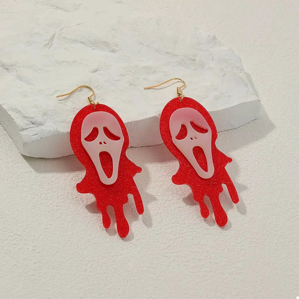 Halloween Ghost Scream Dangle Earrings by Trendsi