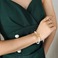 Titanium Steel Pearl Flower Bracelet by Trendsi