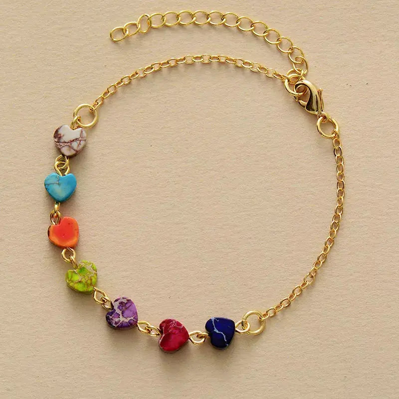 Heart Natural Stone Bracelet by Trendsi