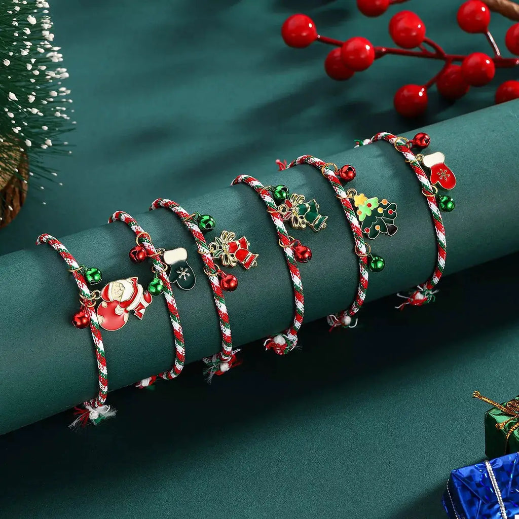 Christmas Charm Braided Rope Bracelet by Trendsi