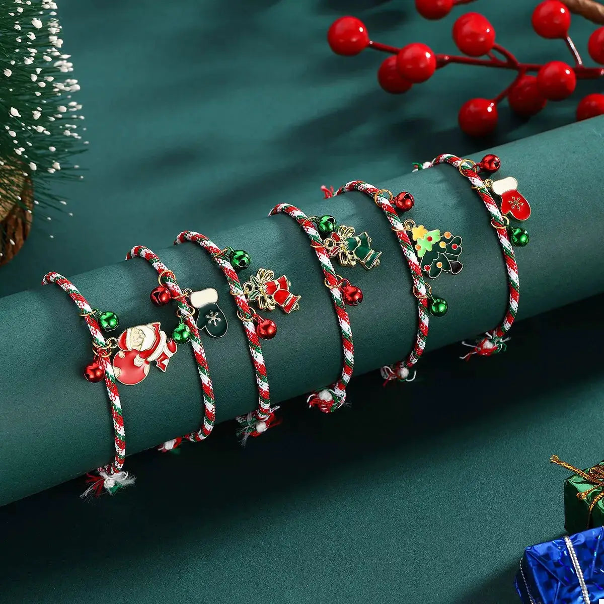 Christmas Charm Braided Rope Bracelet by Trendsi
