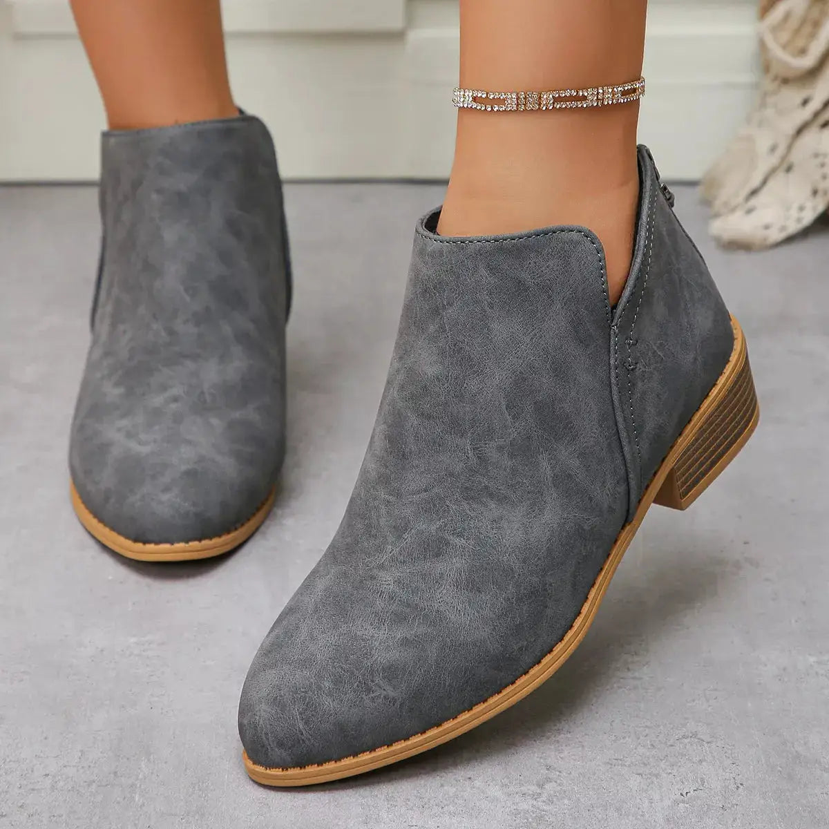 Point Toe Block Heels Boots by Trendsi